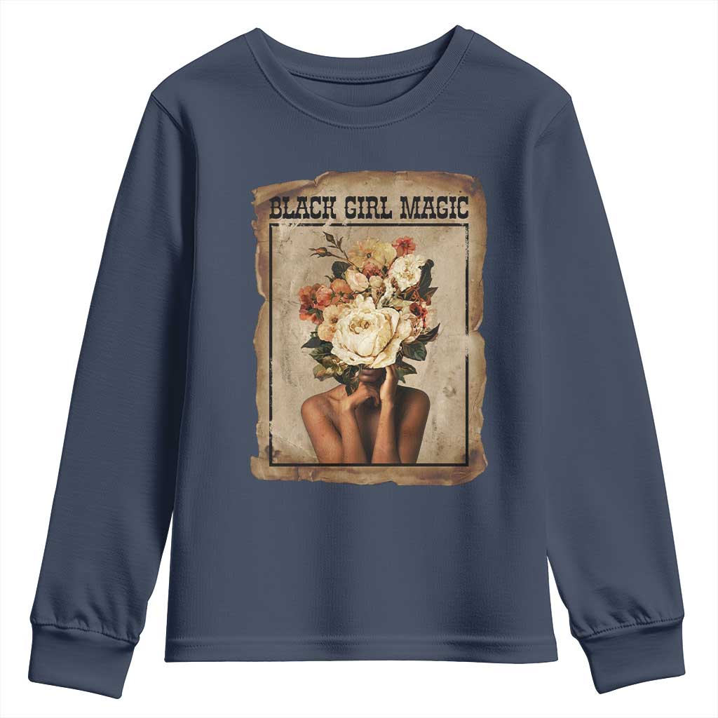 Black Girl Magic Youth Sweatshirt Feminist Black Women In History TS12 Navy Print Your Wear
