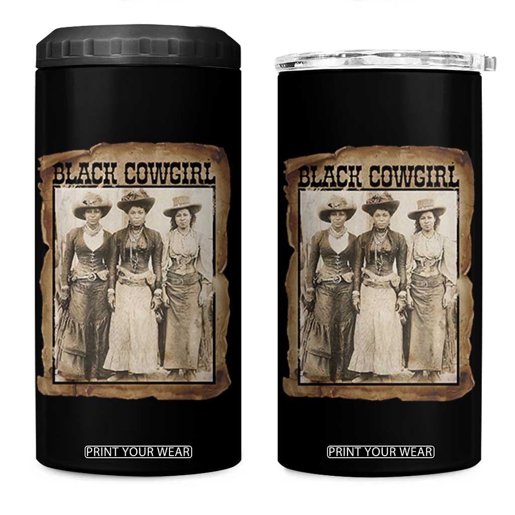 Black Cowgirl Pride 4 in 1 Can Cooler Tumbler Western Black History Month Gift TS12 One Size: 16 oz Black Print Your Wear
