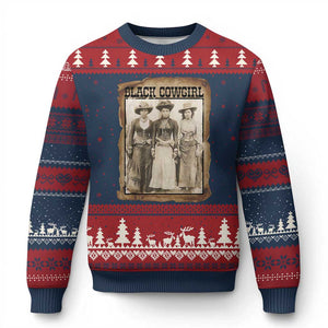 Black Cowgirl Pride Ugly Christmas Sweater Western Black History Month Gift TS12 Navy Red Print Your Wear