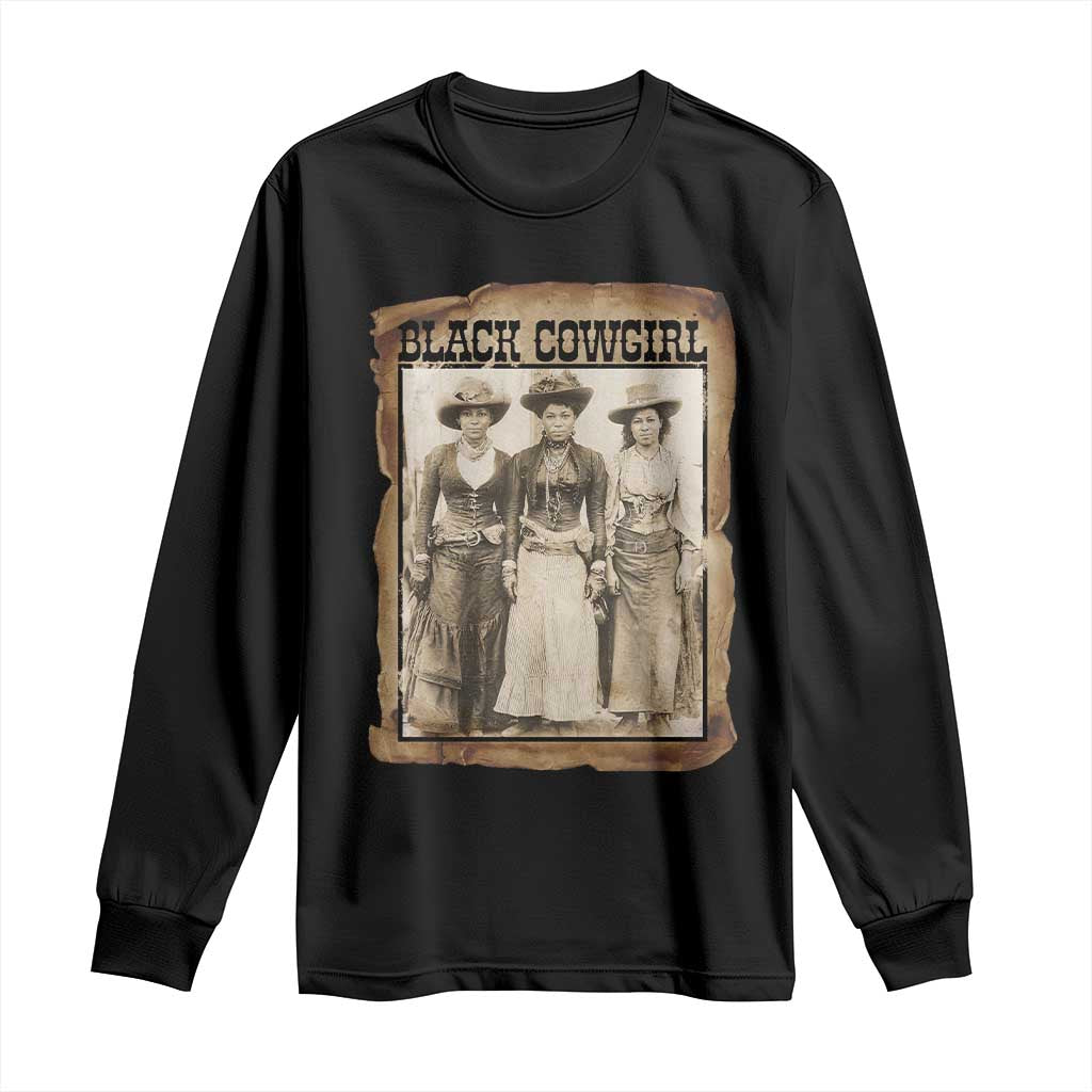 Black Cowgirl Pride Long Sleeve Shirt Western Black History Month Gift TS12 Black Print Your Wear