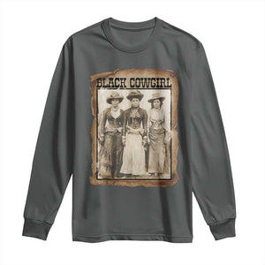 Black Cowgirl Pride Long Sleeve Shirt Western Black History Month Gift TS12 Dark Heather Print Your Wear