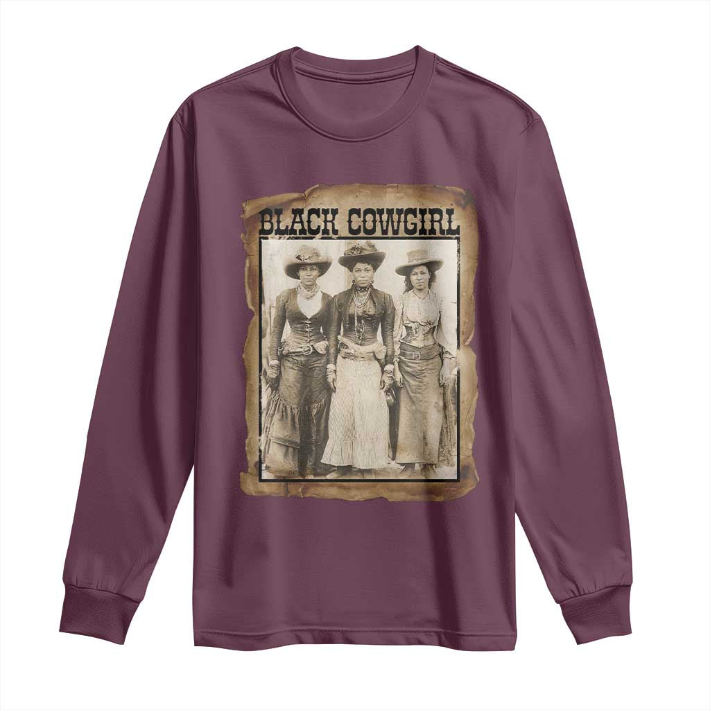Black Cowgirl Pride Long Sleeve Shirt Western Black History Month Gift TS12 Maroon Print Your Wear