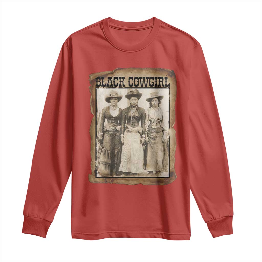 Black Cowgirl Pride Long Sleeve Shirt Western Black History Month Gift TS12 Red Print Your Wear