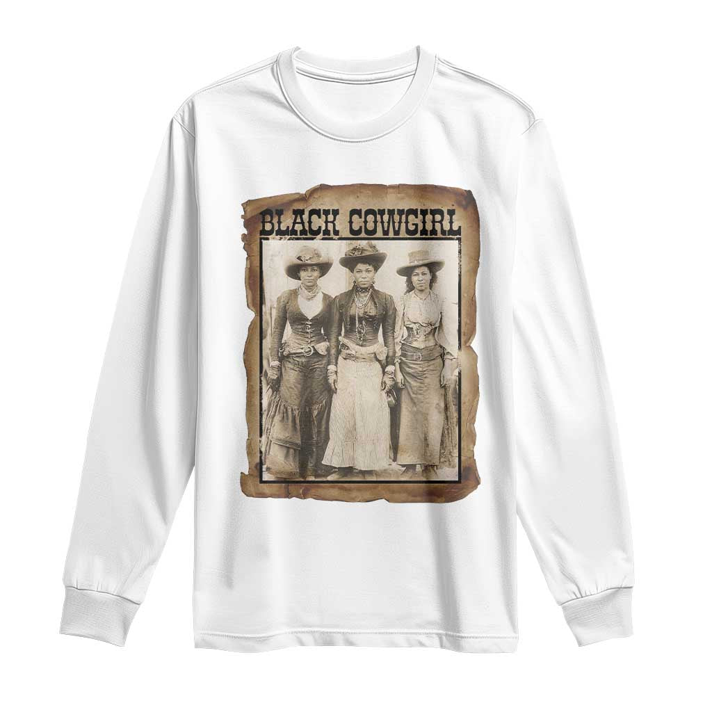 Black Cowgirl Pride Long Sleeve Shirt Western Black History Month Gift TS12 White Print Your Wear