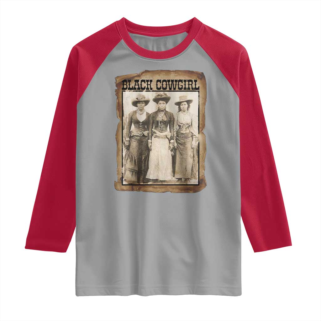 Black Cowgirl Pride Raglan Shirt Western Black History Month Gift TS12 Sport Gray Red Print Your Wear