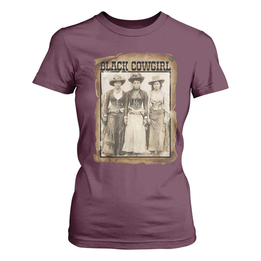 Black Cowgirl Pride T Shirt For Women Western Black History Month Gift TS12 Maroon Print Your Wear