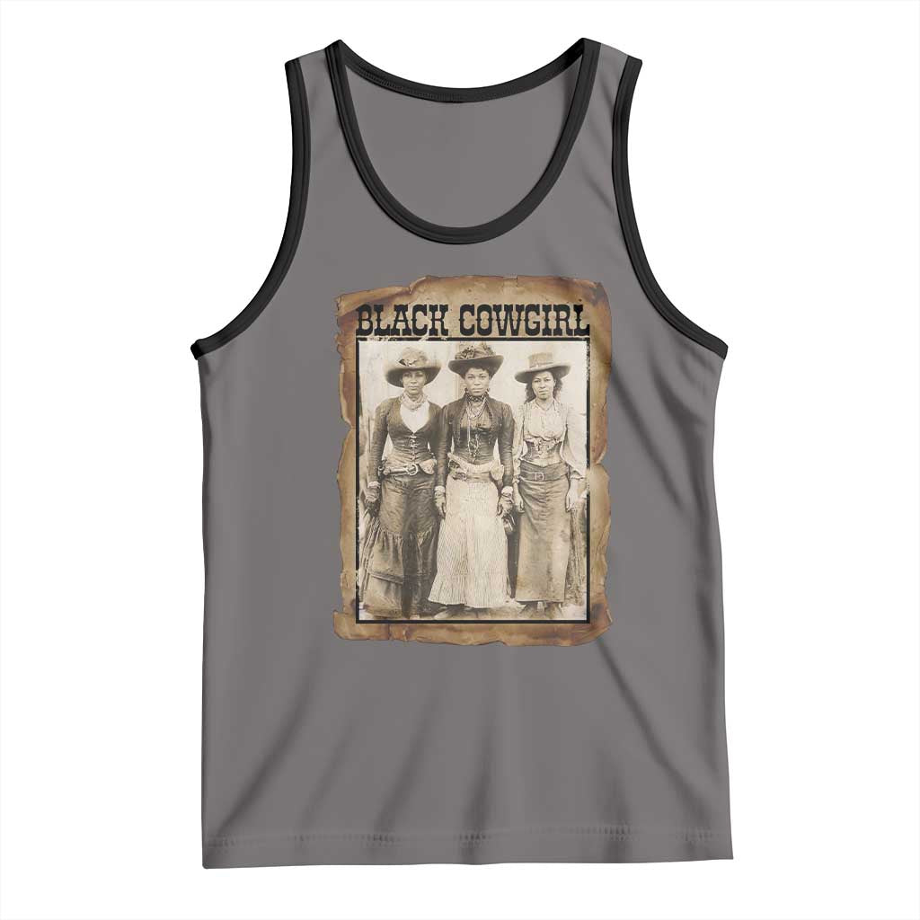 Black Cowgirl Pride Tank Top Western Black History Month Gift TS12 Deep Heather Black Print Your Wear