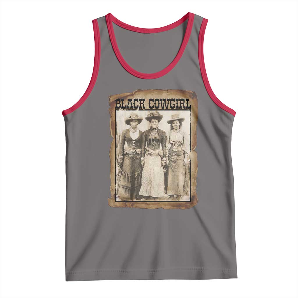 Black Cowgirl Pride Tank Top Western Black History Month Gift TS12 Deep Heather Red Print Your Wear