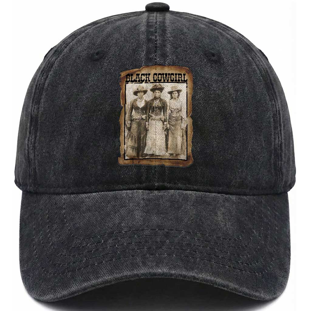 Black Cowgirl Pride Washed Cotton Baseball Cap Western Black History Month Gift TS12 Print Your Wear