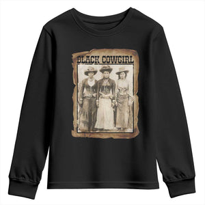 Black Cowgirl Pride Youth Sweatshirt Western Black History Month Gift TS12 Black Print Your Wear