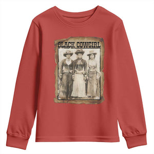 Black Cowgirl Pride Youth Sweatshirt Western Black History Month Gift TS12 Red Print Your Wear