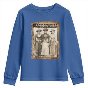 Black Cowgirl Pride Youth Sweatshirt Western Black History Month Gift TS12 Royal Blue Print Your Wear