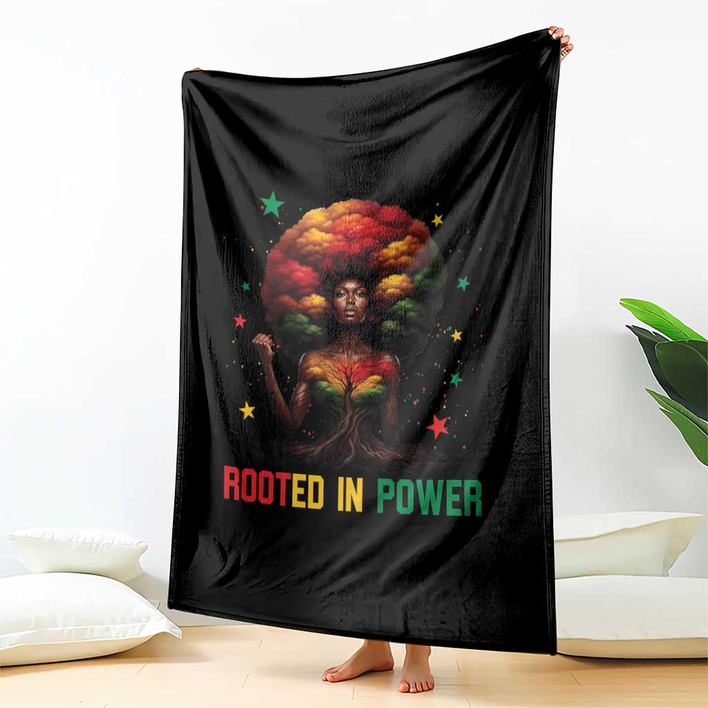 Melanin Queen Rooted In Power Throw Blanket African American Afro Tree Of Life TS12 Print Your Wear