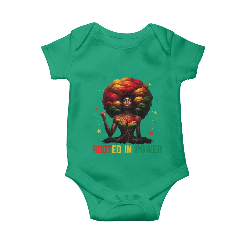 Melanin Queen Rooted In Power Baby Onesie African American Afro Tree Of Life TS12 Irish Green Print Your Wear