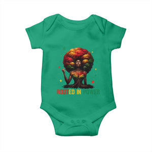 Melanin Queen Rooted In Power Baby Onesie African American Afro Tree Of Life TS12 Irish Green Print Your Wear