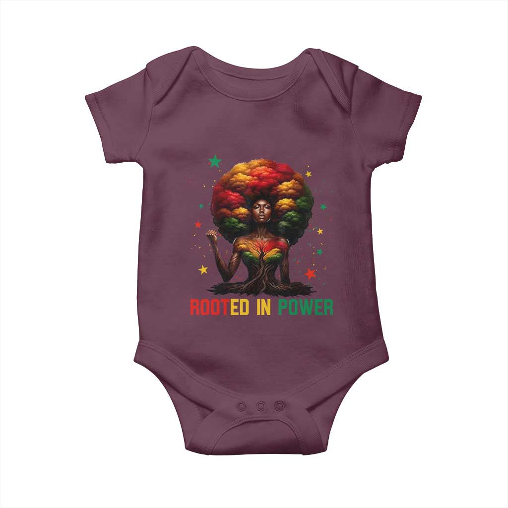 Melanin Queen Rooted In Power Baby Onesie African American Afro Tree Of Life TS12 Maroon Print Your Wear