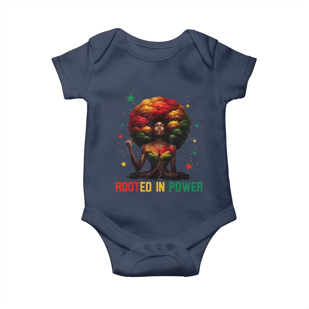 Melanin Queen Rooted In Power Baby Onesie African American Afro Tree Of Life TS12 Navy Print Your Wear