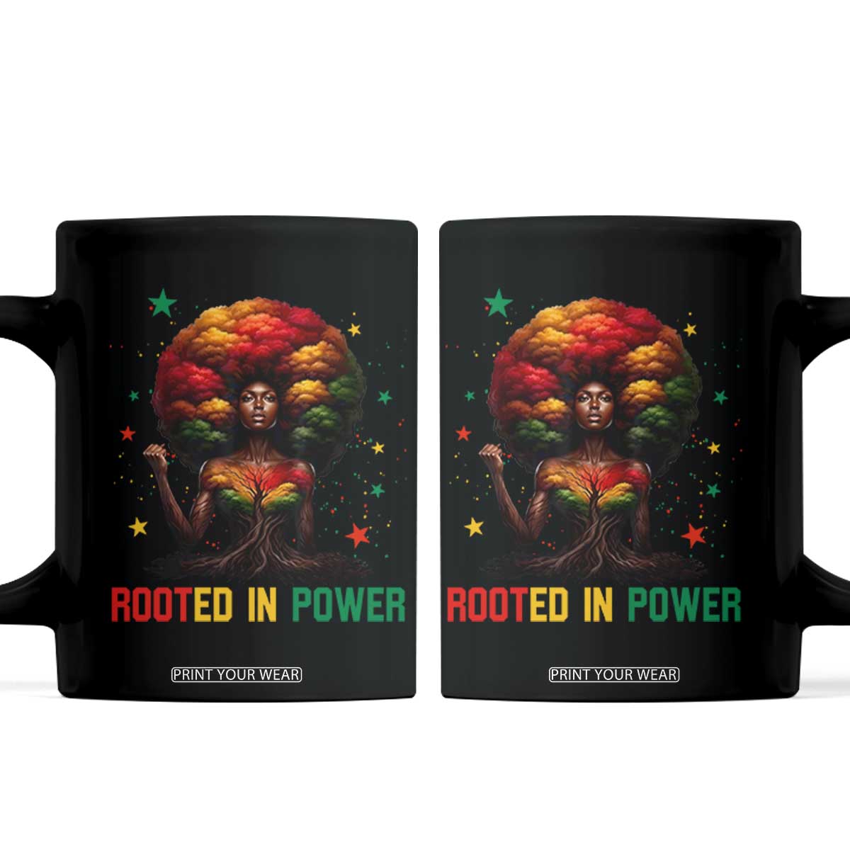 Melanin Queen Rooted In Power Coffee Mug African American Afro Tree Of Life TS12 Black Print Your Wear