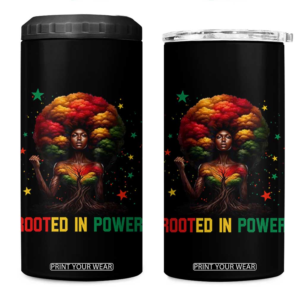Melanin Queen Rooted In Power 4 in 1 Can Cooler Tumbler African American Afro Tree Of Life TS12 One Size: 16 oz Black Print Your Wear