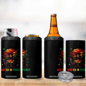 Melanin Queen Rooted In Power 4 in 1 Can Cooler Tumbler African American Afro Tree Of Life TS12 Print Your Wear