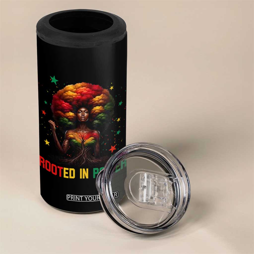 Melanin Queen Rooted In Power 4 in 1 Can Cooler Tumbler African American Afro Tree Of Life TS12 Print Your Wear