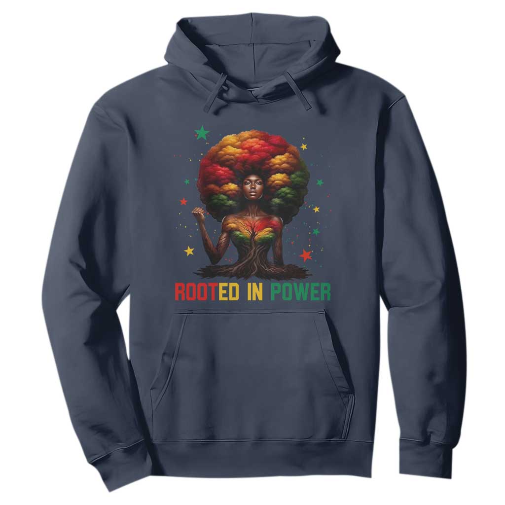 Melanin Queen Rooted In Power Hoodie African American Afro Tree Of Life TS12 Navy Print Your Wear
