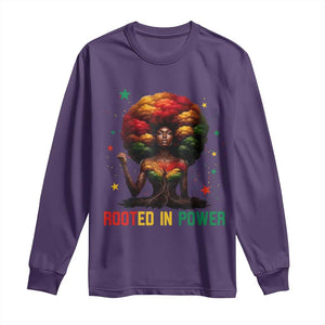 Melanin Queen Rooted In Power Long Sleeve Shirt African American Afro Tree Of Life TS12 Purple Print Your Wear