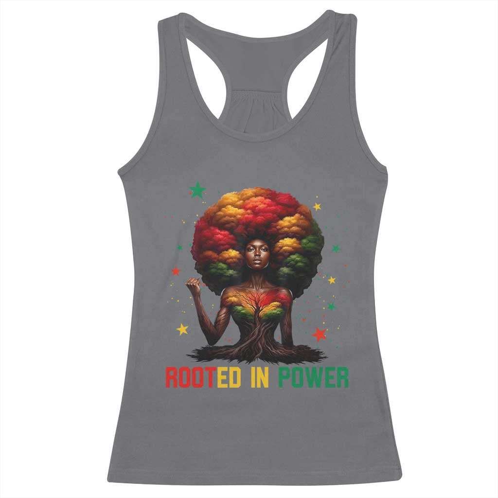 Melanin Queen Rooted In Power Racerback Tank Top African American Afro Tree Of Life TS12 Charcoal Print Your Wear