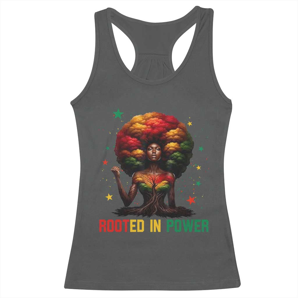 Melanin Queen Rooted In Power Racerback Tank Top African American Afro Tree Of Life TS12 Dark Heather Print Your Wear
