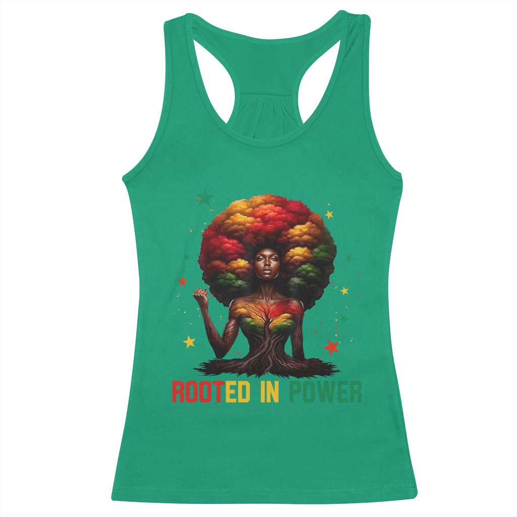 Melanin Queen Rooted In Power Racerback Tank Top African American Afro Tree Of Life TS12 Irish Green Print Your Wear