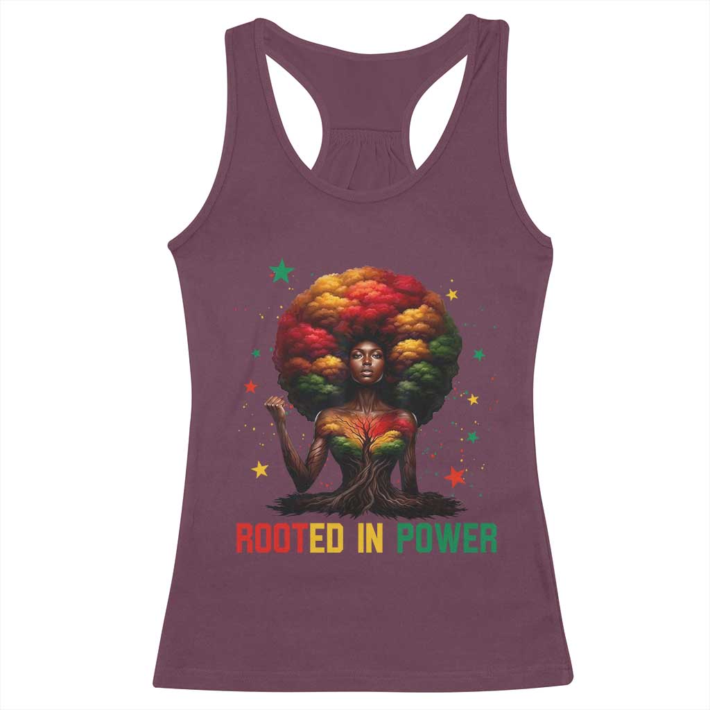 Melanin Queen Rooted In Power Racerback Tank Top African American Afro Tree Of Life TS12 Maroon Print Your Wear
