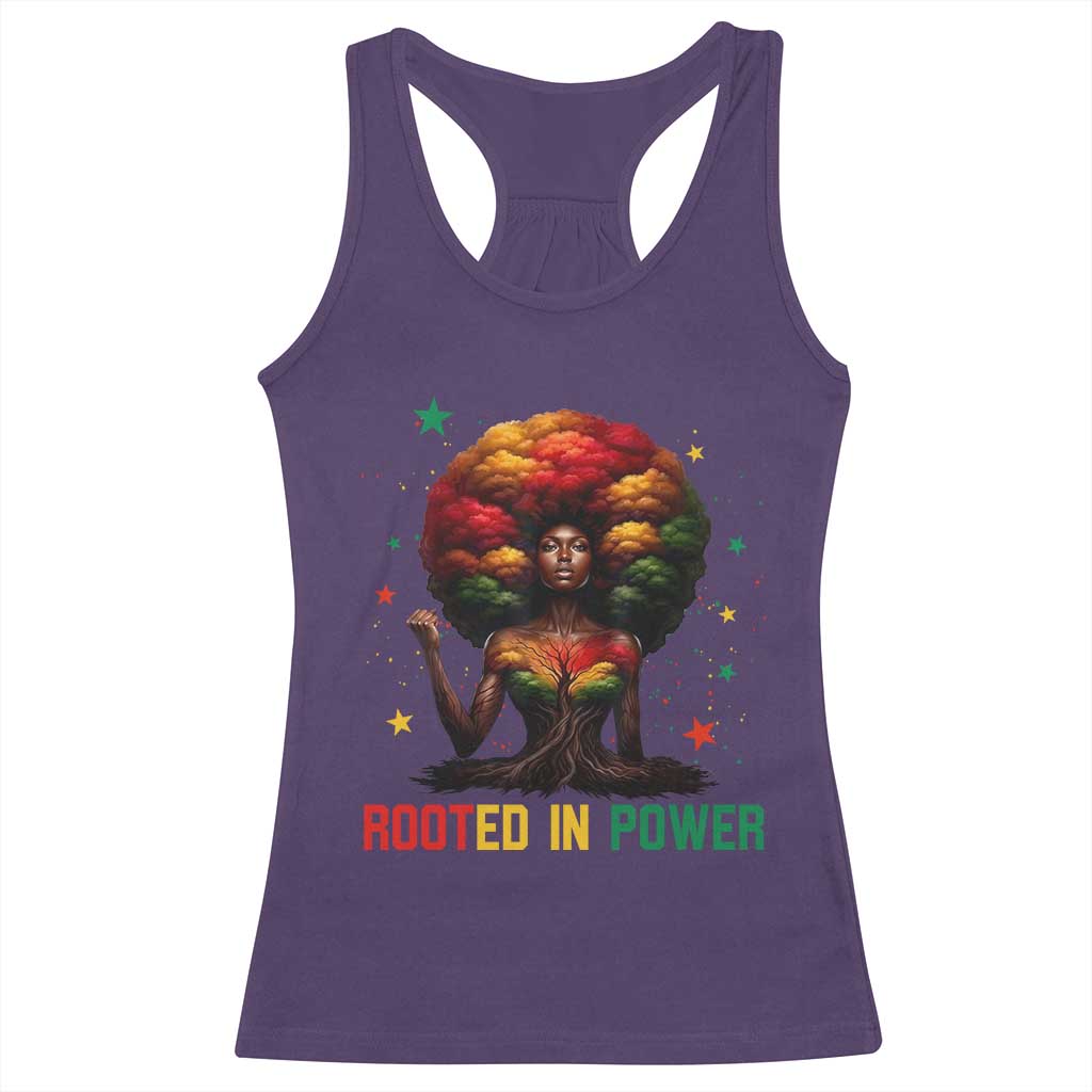 Melanin Queen Rooted In Power Racerback Tank Top African American Afro Tree Of Life TS12 Purple Print Your Wear