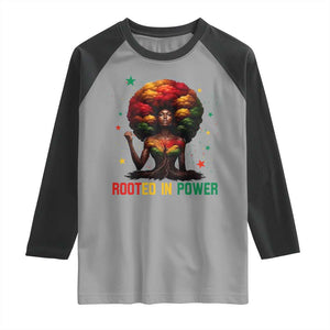 Melanin Queen Rooted In Power Raglan Shirt African American Afro Tree Of Life TS12 Sport Gray Black Print Your Wear