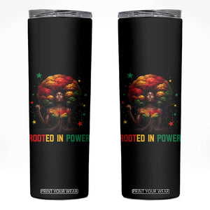 Melanin Queen Rooted In Power Skinny Tumbler African American Afro Tree Of Life TS12 Black Print Your Wear