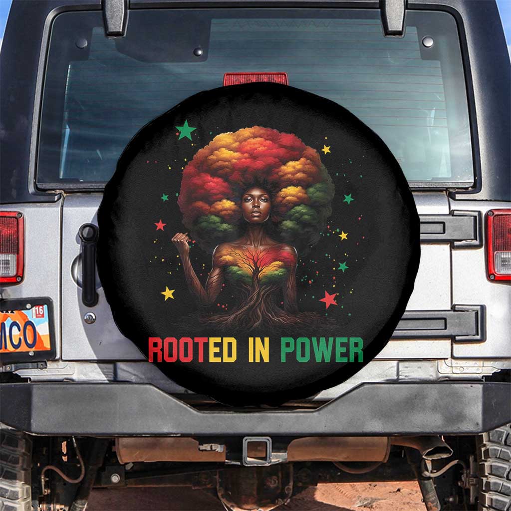 Melanin Queen Rooted In Power Spare Tire Cover African American Afro Tree Of Life TS12 No hole Black Print Your Wear