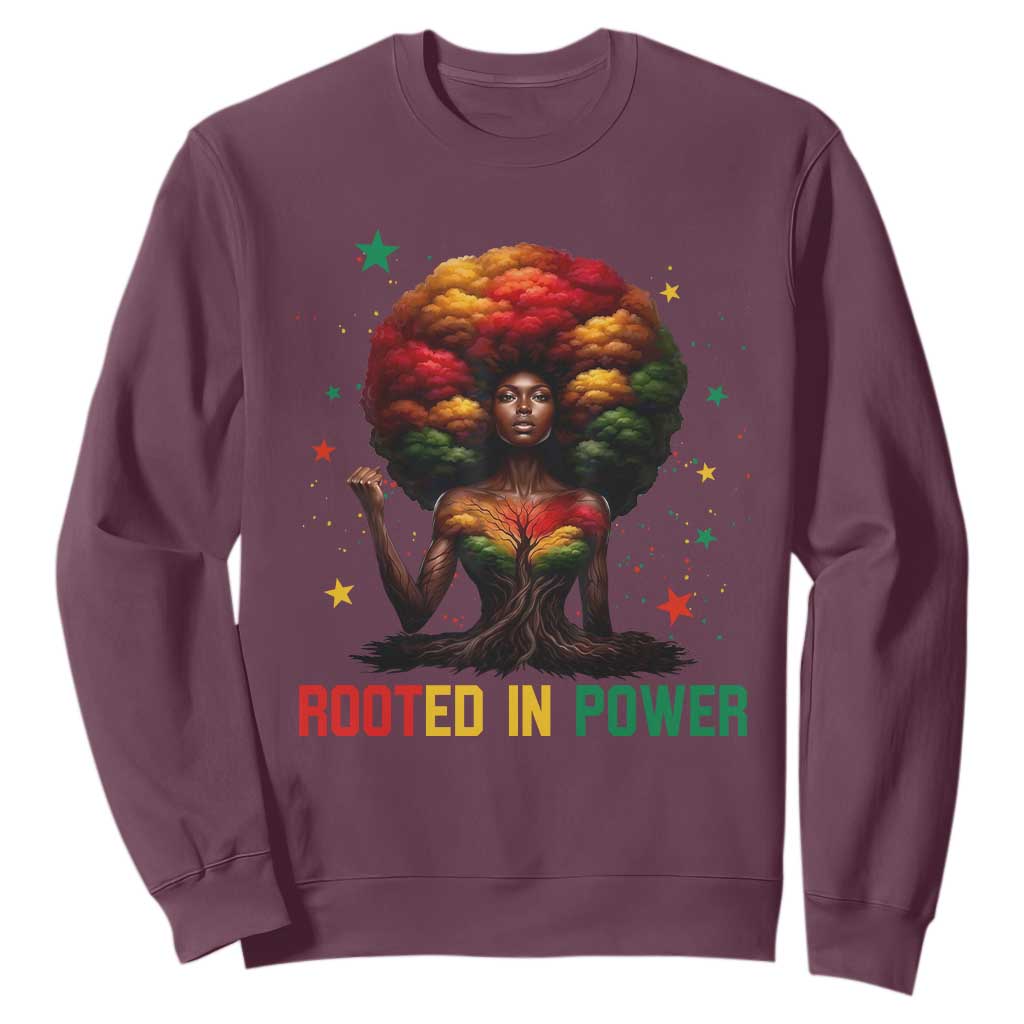 Melanin Queen Rooted In Power Sweatshirt African American Afro Tree Of Life TS12 Maroon Print Your Wear