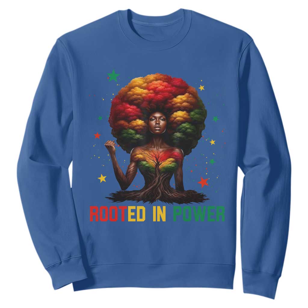 Melanin Queen Rooted In Power Sweatshirt African American Afro Tree Of Life TS12 Royal Blue Print Your Wear