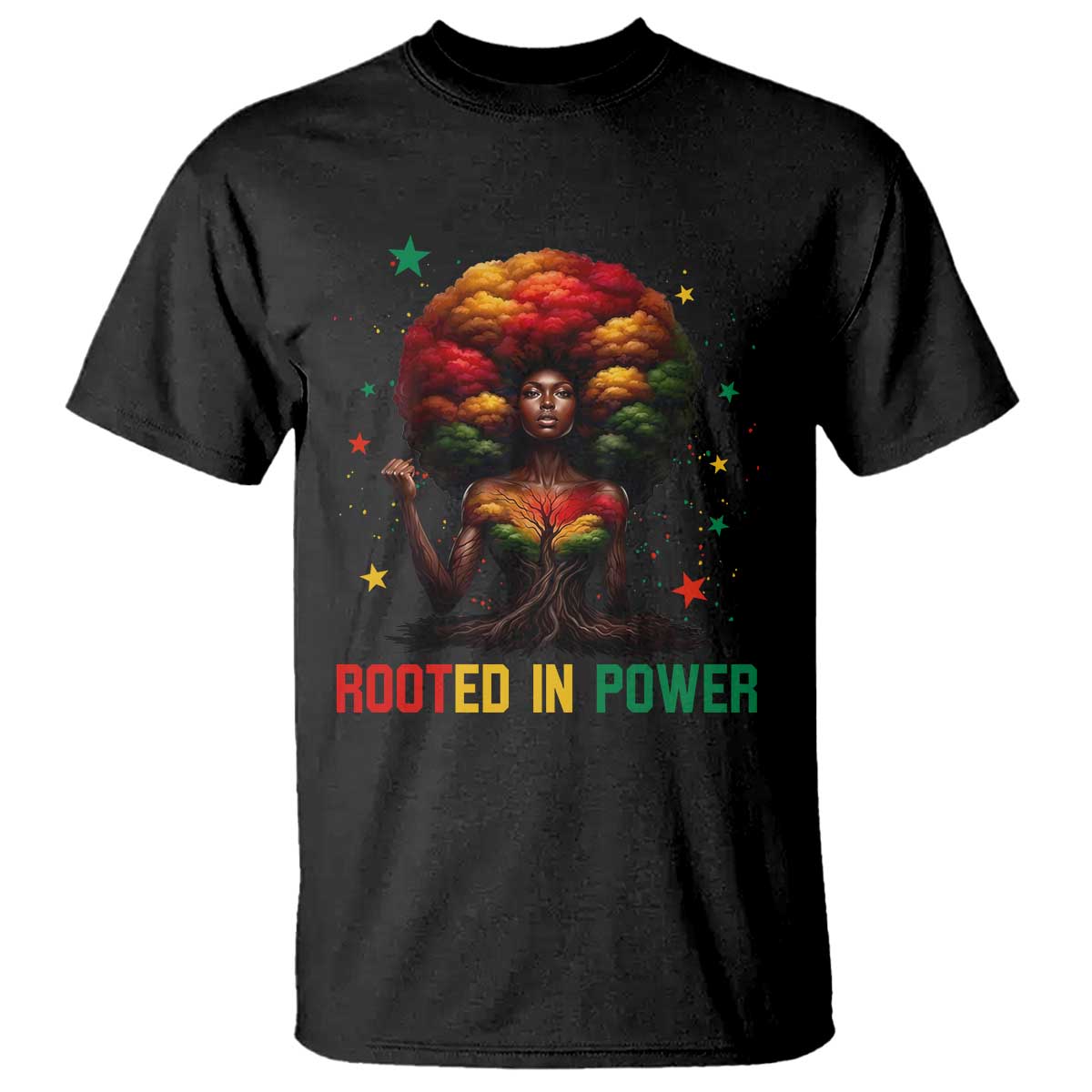 Melanin Queen Rooted In Power T Shirt African American Afro Tree Of Life TS12 Black Print Your Wear