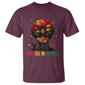 Melanin Queen Rooted In Power T Shirt African American Afro Tree Of Life TS12 Maroon Print Your Wear