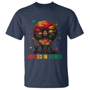 Melanin Queen Rooted In Power T Shirt African American Afro Tree Of Life TS12 Navy Print Your Wear