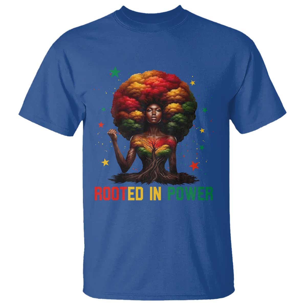 Melanin Queen Rooted In Power T Shirt African American Afro Tree Of Life TS12 Royal Blue Print Your Wear