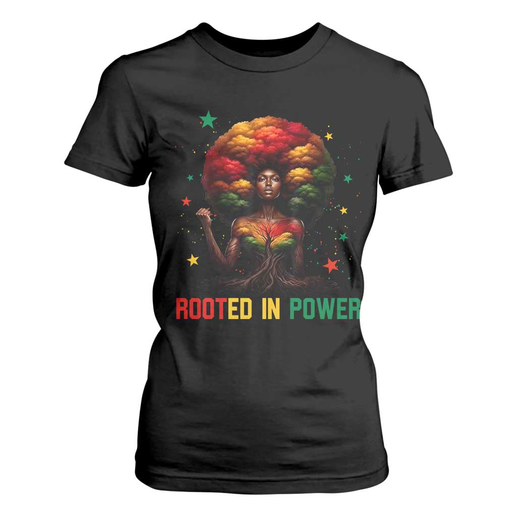 Melanin Queen Rooted In Power T Shirt For Women African American Afro Tree Of Life TS12 Black Print Your Wear