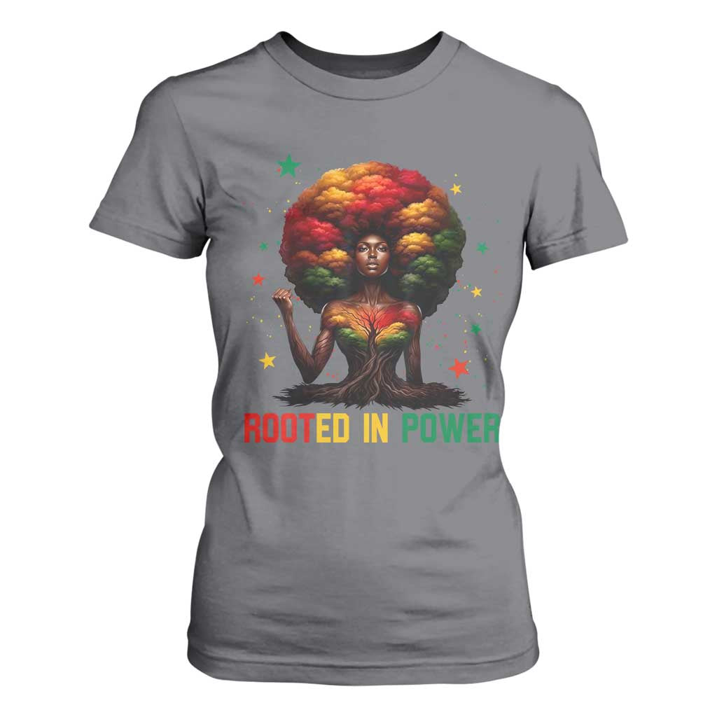 Melanin Queen Rooted In Power T Shirt For Women African American Afro Tree Of Life TS12 Charcoal Print Your Wear