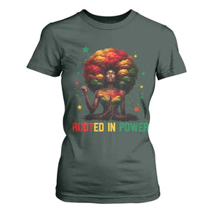 Melanin Queen Rooted In Power T Shirt For Women African American Afro Tree Of Life TS12 Dark Forest Green Print Your Wear