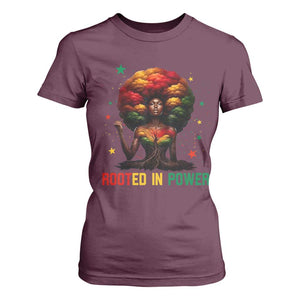 Melanin Queen Rooted In Power T Shirt For Women African American Afro Tree Of Life TS12 Maroon Print Your Wear