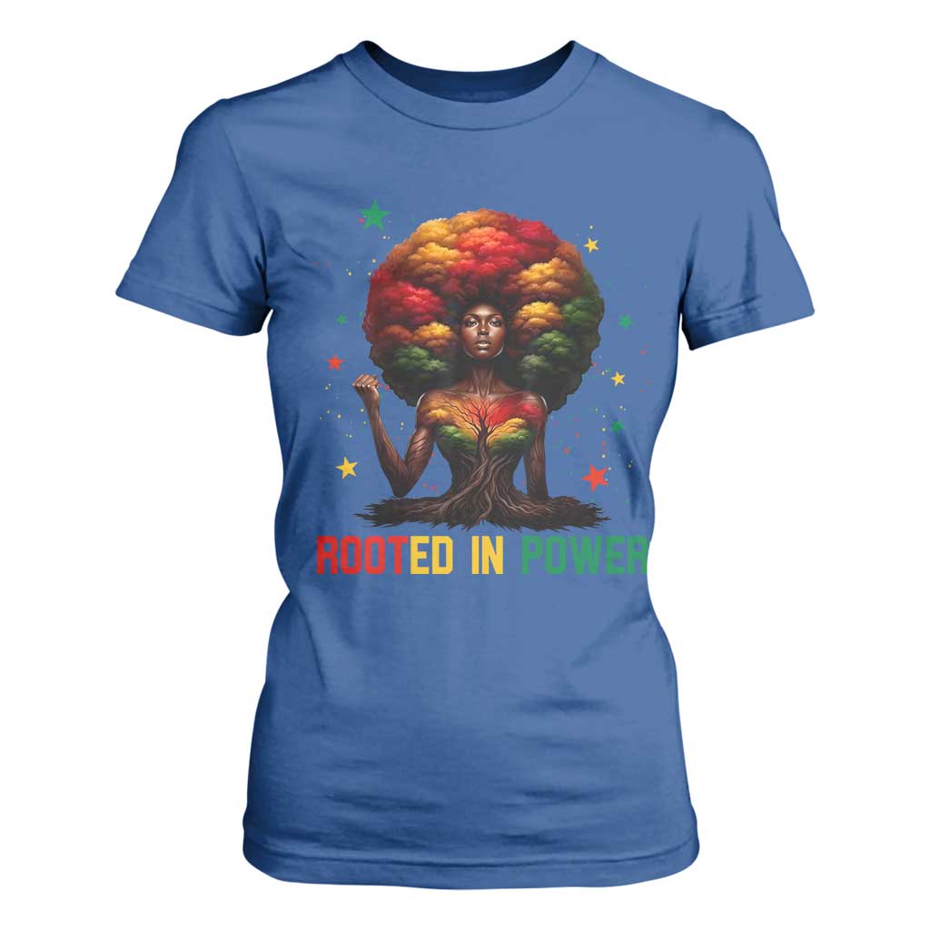 Melanin Queen Rooted In Power T Shirt For Women African American Afro Tree Of Life TS12 Royal Blue Print Your Wear