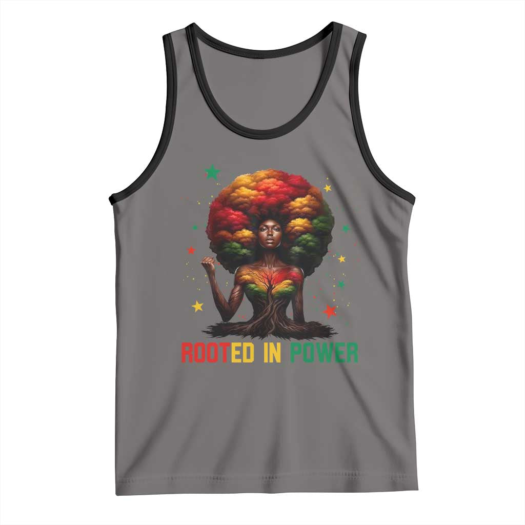Melanin Queen Rooted In Power Tank Top African American Afro Tree Of Life TS12 Deep Heather Black Print Your Wear