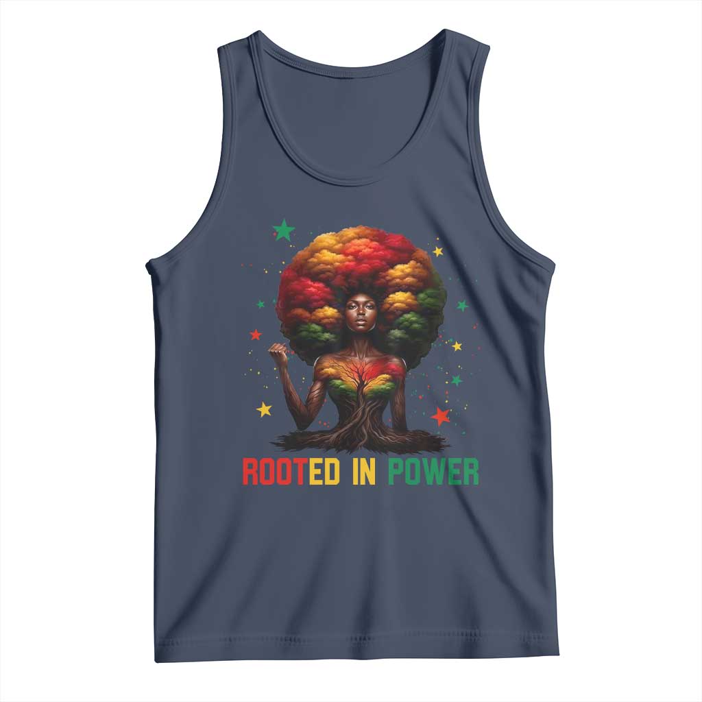 Melanin Queen Rooted In Power Tank Top African American Afro Tree Of Life TS12 Navy Print Your Wear