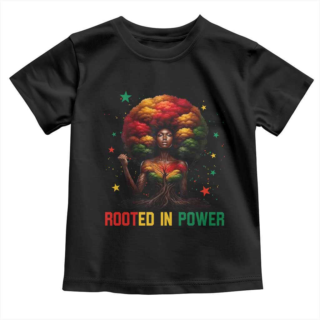 Melanin Queen Rooted In Power Toddler T Shirt African American Afro Tree Of Life TS12 Black Print Your Wear