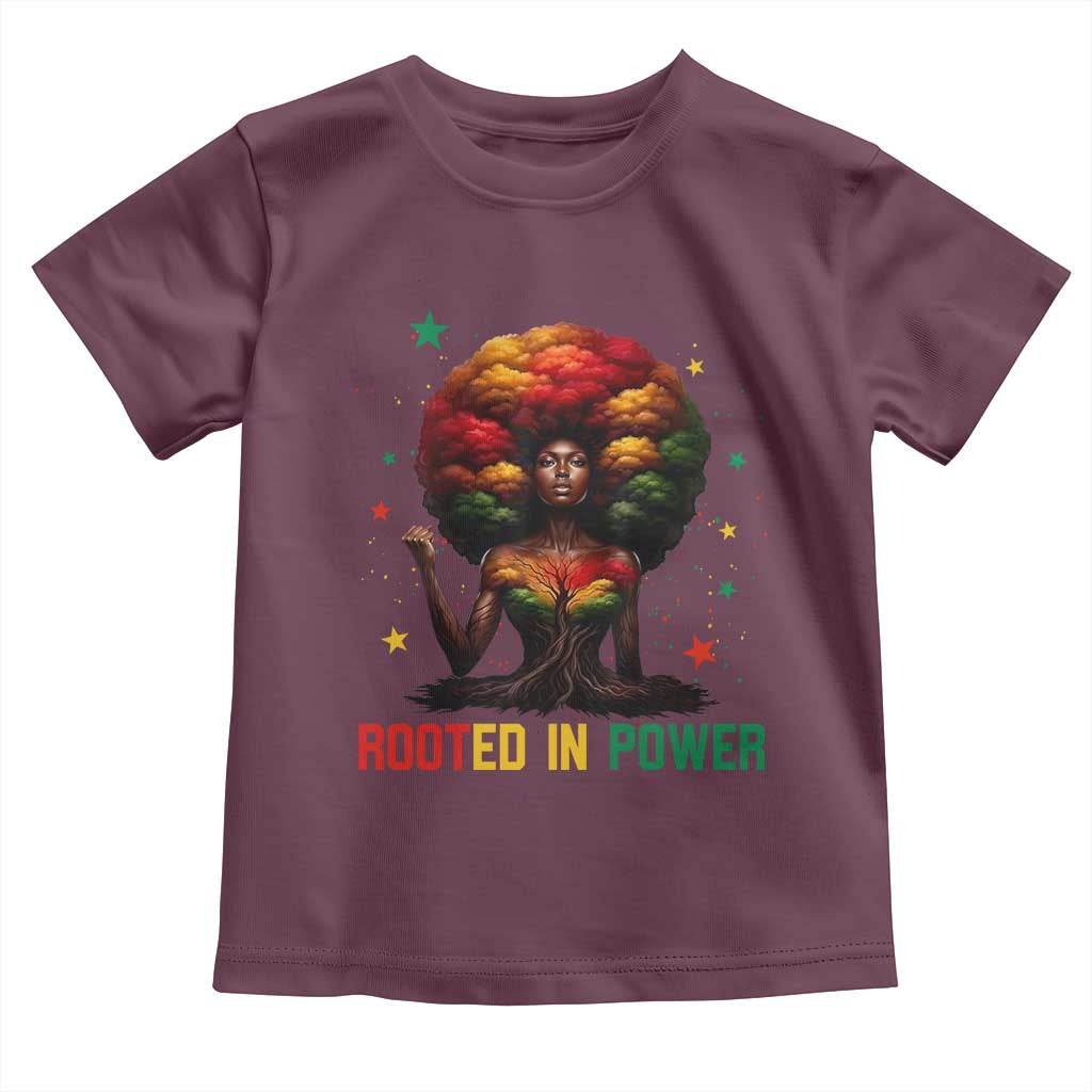 Melanin Queen Rooted In Power Toddler T Shirt African American Afro Tree Of Life TS12 Maroon Print Your Wear